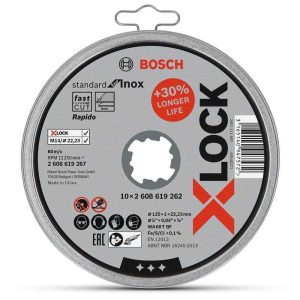 Bosch 125mm X-LOCK Inox Cutting Disc Steel and Stainless 10 Pack 2608619267