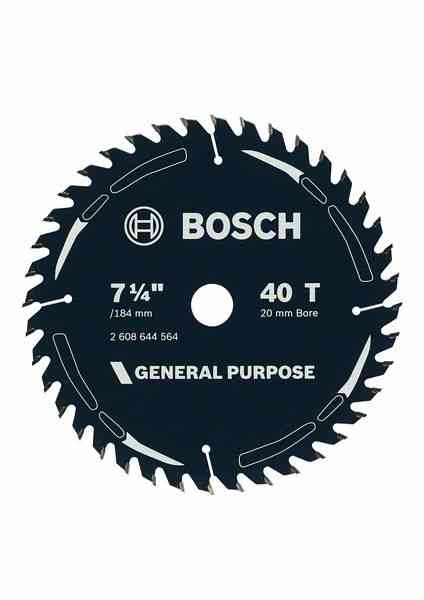 Bosch General Purpose Circular Saw Blade 184mm / 7-1/4", 20mm bore, 40 Tooth 2608644564 - Image 3