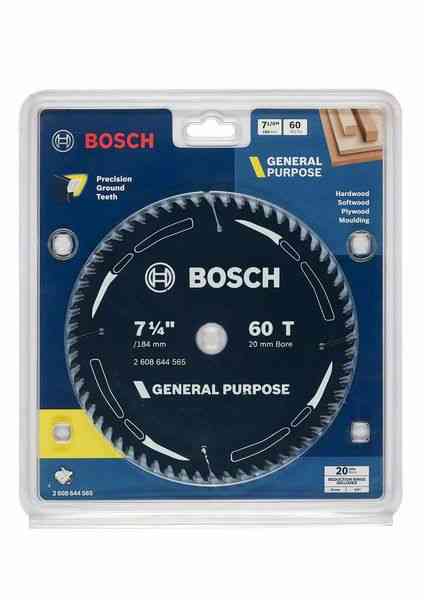 Bosch General Purpose Circular Saw Blade 184mm / 7-1/4", 20mm bore, 60 Tooth 2608644565