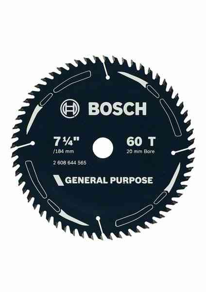 Bosch General Purpose Circular Saw Blade 184mm / 7-1/4", 20mm bore, 60 Tooth 2608644565 - Image 3