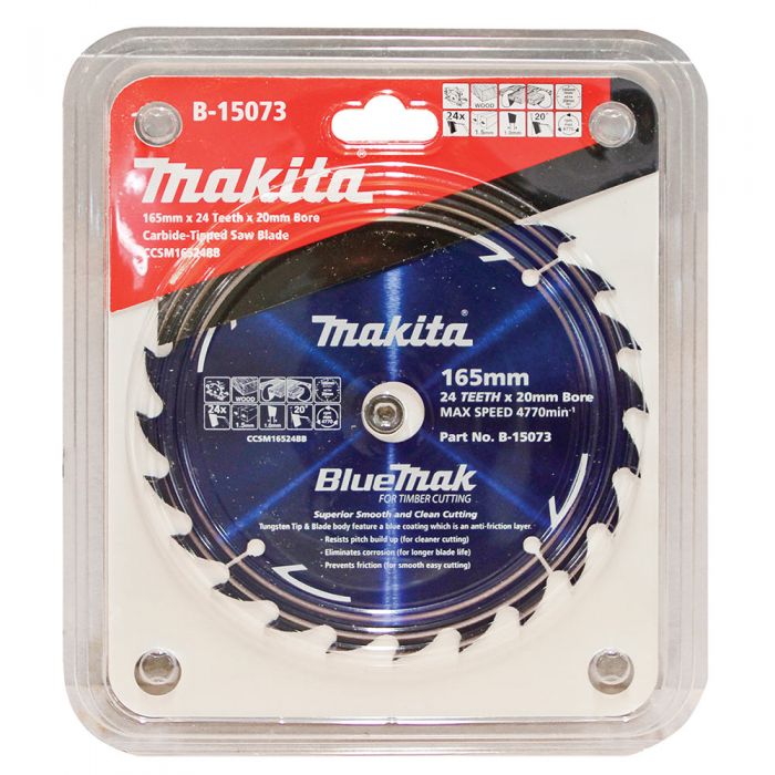 Makita B-15073 BlueMak Saw Blade 165mm 24 Tooth 20mm Bore - Image 2