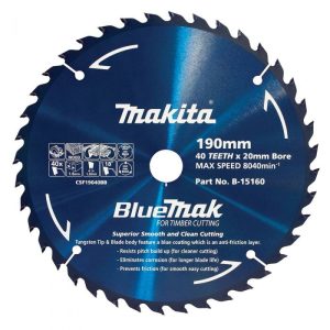 Makita B-15160 BlueMak Saw Blade 190mm 40 Tooth 20mm