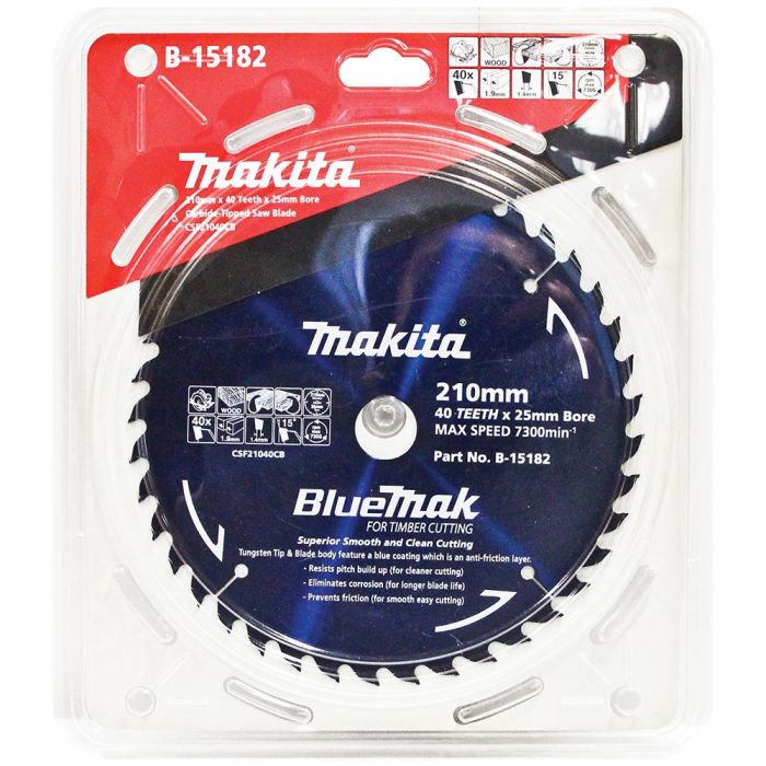 Makita B-15182 BlueMak Saw Blade 210mm 40 Tooth 25mm Bore - Image 2