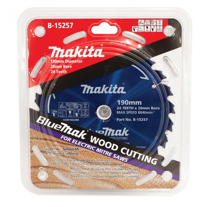 Makita B-15257 BlueMak Saw Blade 190mm 24 Tooth 20mm Bore - Image 2