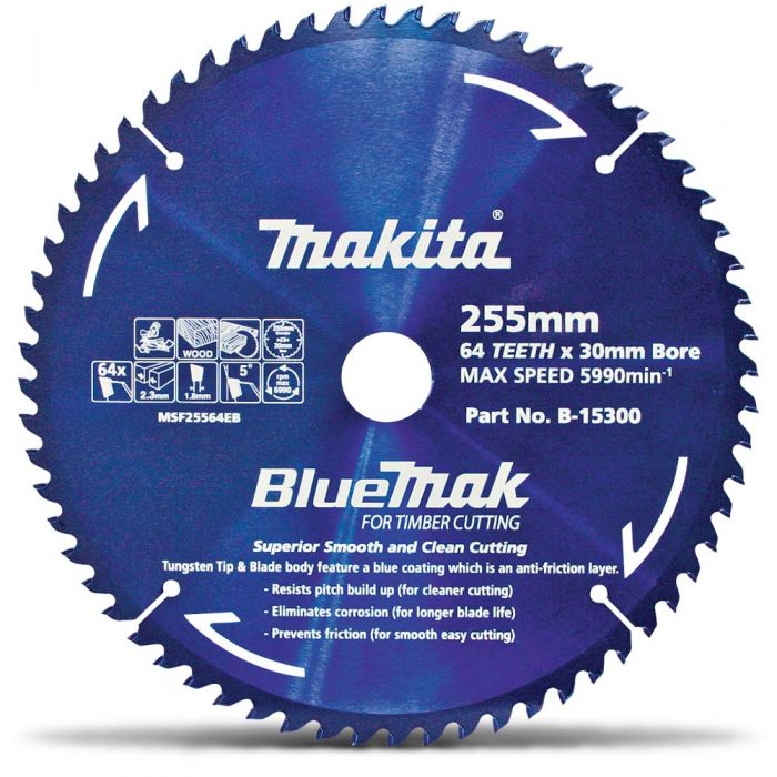 Makita B-15300 BlueMak Saw Blade 255mm 64 Tooth 30mm Bore