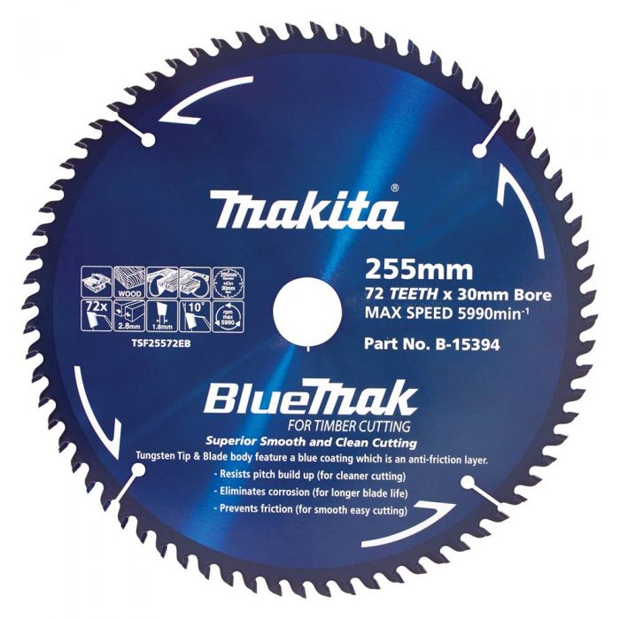 Makita B-15394 BlueMak Saw Blade 255mm 72 Tooth 30mm Bore
