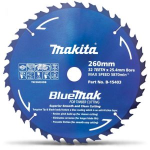 Makita B-15403 BlueMak Saw Blade 260mm 32 Tooth 25.4mm Bore