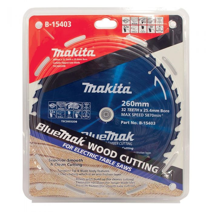 Makita B-15403 BlueMak Saw Blade 260mm 32 Tooth 25.4mm Bore - Image 2