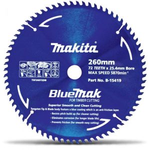 Makita B-15419 BlueMak Saw Blade 260mm 72 Tooth 25.4mm Bore