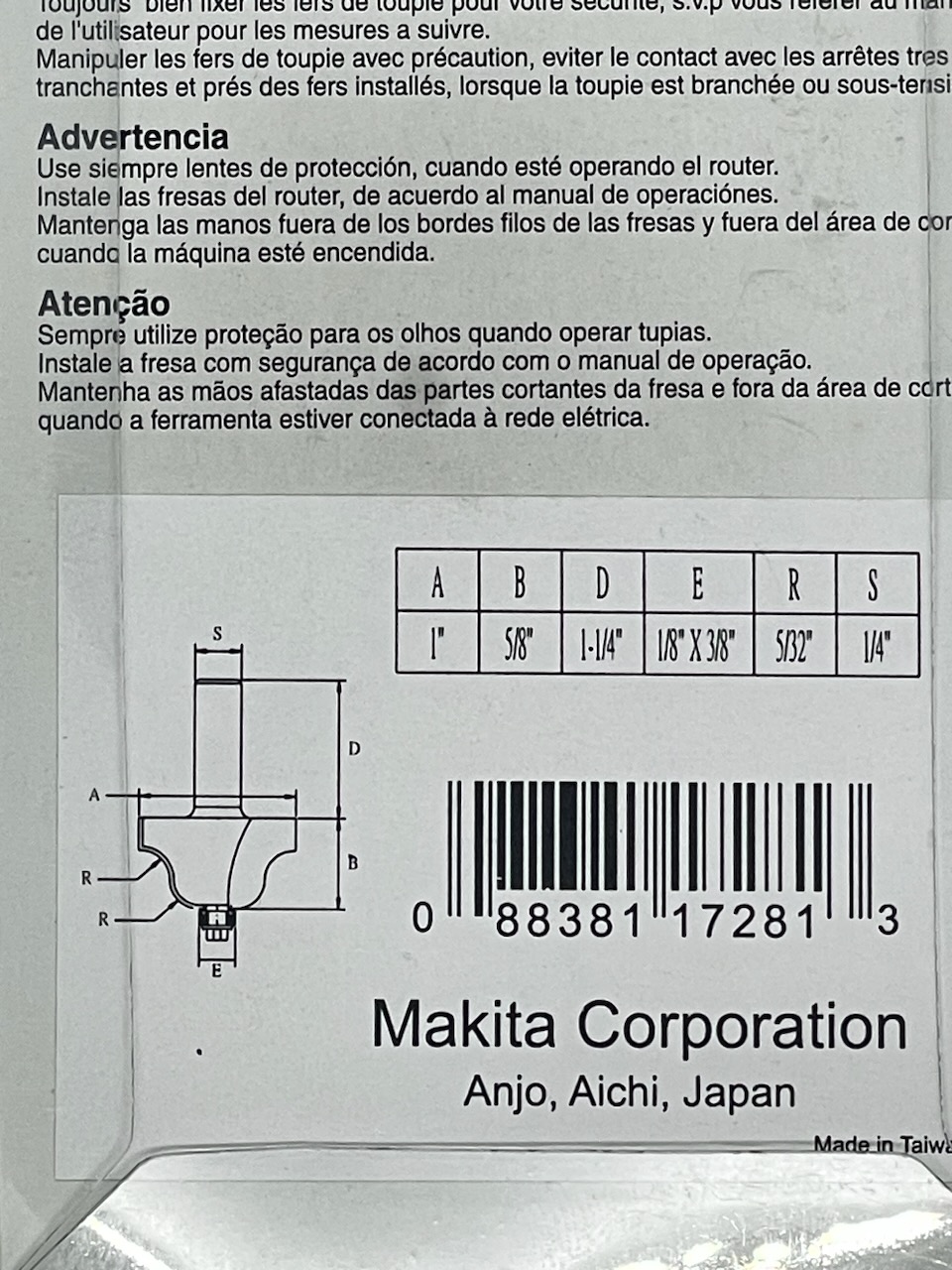 Makita Roman Ogee TCT Bit 1/4” Shaft D-02593 - Image 2