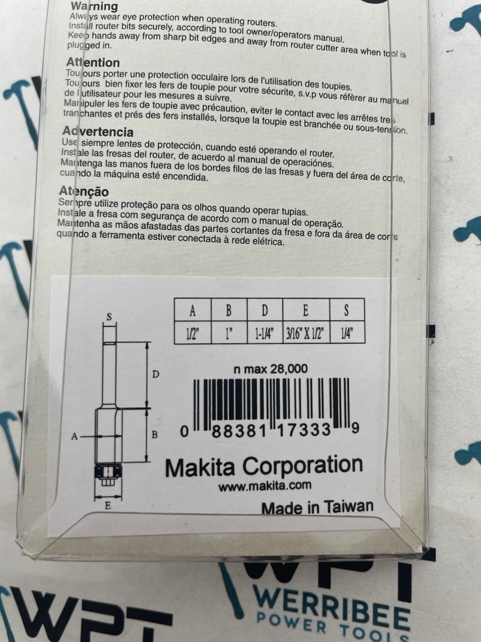 Makita Flush Trim 2 Flute TCT Bit 1/4” Shaft D-03115 - Image 2