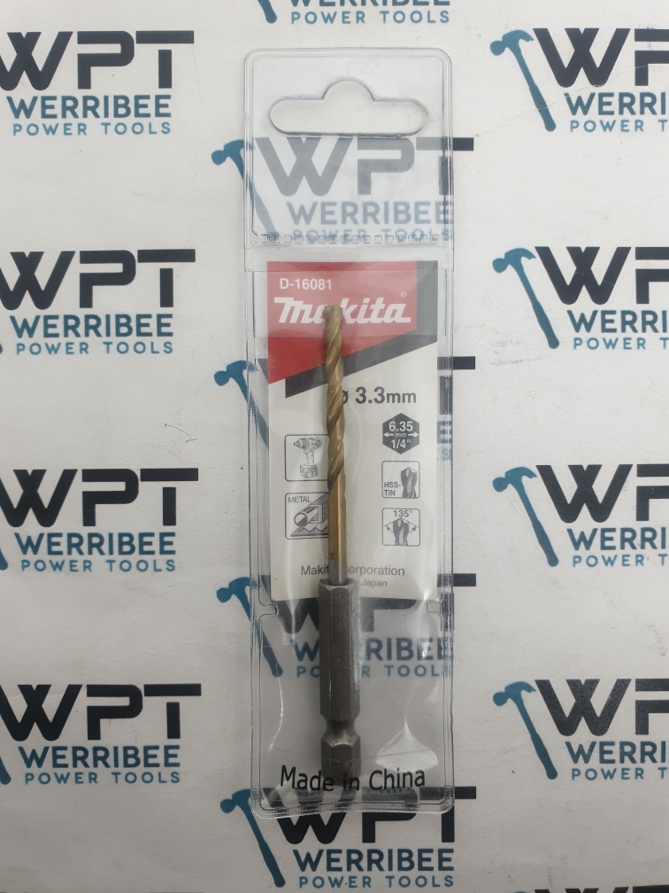 Makita HSS-G Series 3.3mm 1/4" Hex Drive Drill Bit Suits Impact Drivers D-16081