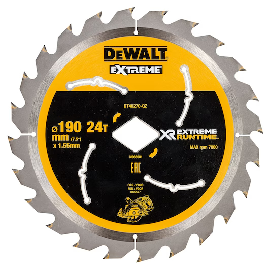 Dewalt XR Extreme Runtime Circular Saw Blade 190mm X 24T DT40270 - Image 2