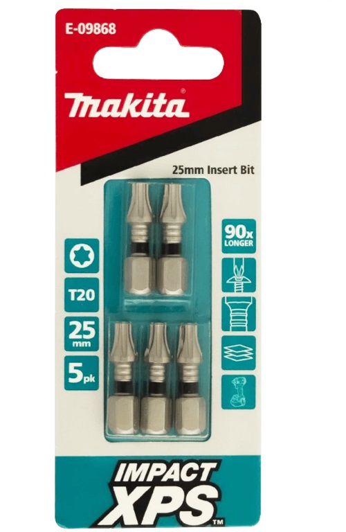 Makita Impact-XPS Torx Drive T20 x 25mm Insert Bit 5 Pack E-09868