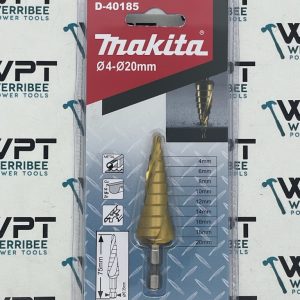 Makita Step Drill Bit 4-20mm Spiral Flute 1/4" Hex Shank Titanium Coated D-40185
