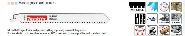 Makita Recipro Blade 200mm 5TPI M-Tooth - 5 Pack P-45711 - Image 3