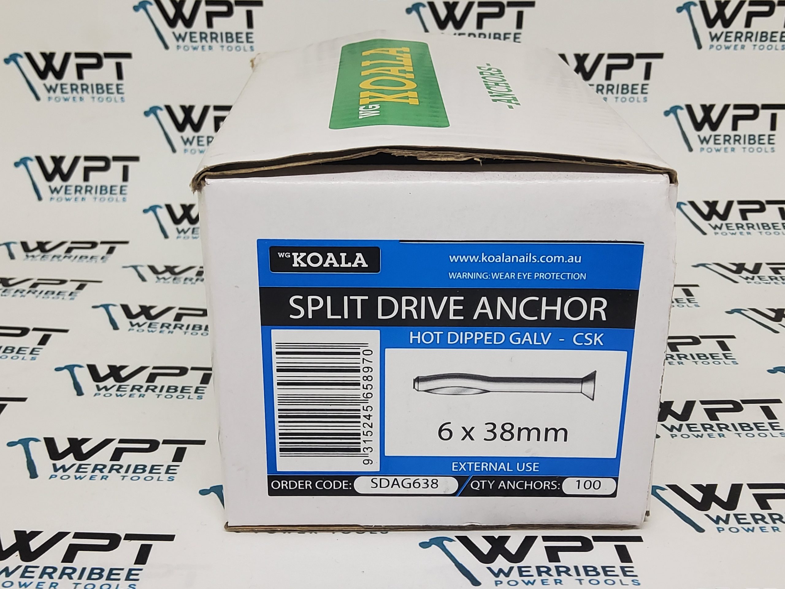 Koala Countersunk Split Drive Anchor Hot Dipped Galvanised 6 x 38mm Box 100 - Image 2