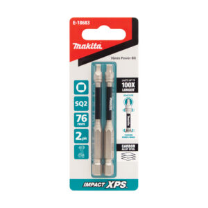 Makita Impact-XPS Square Drive SQ2 x 76mm Power Bit 2 Pack E-18683