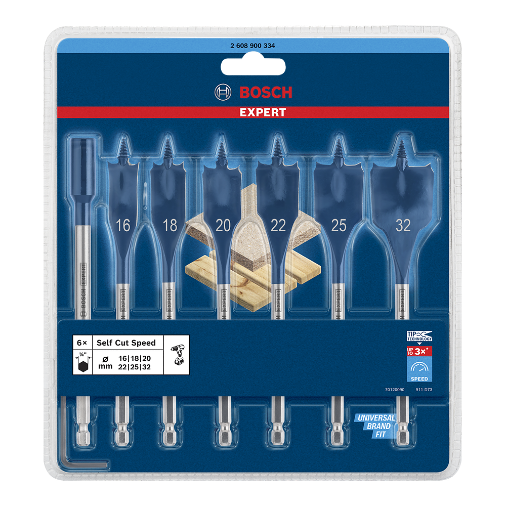 Bosch Expert Self Cut Speed Spade Drill Bit Set 7pc 2608900334