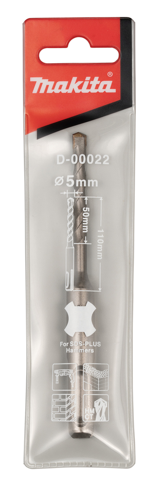 Makita SDS-Plus Drill Bit 2 Cutter 5mm x 110/50mm D-00022 - Image 2