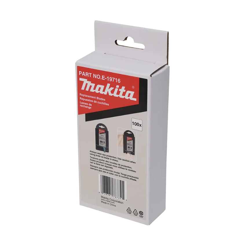 Makita Replacement Utility Knife Carbon Steel Blades 100 Pack E-19716 - Image 2