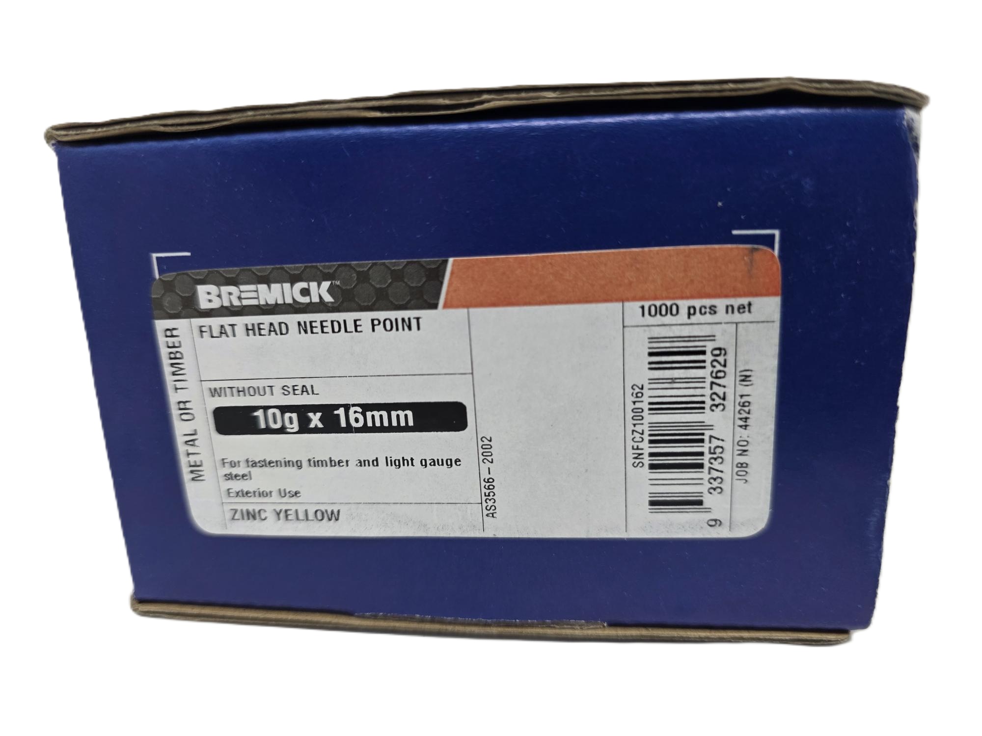 Bremick Flat Head Self Drilling 10g x 16mm Timber Light Gauge Steel Screw Zinc Yellow x1000 - Image 4