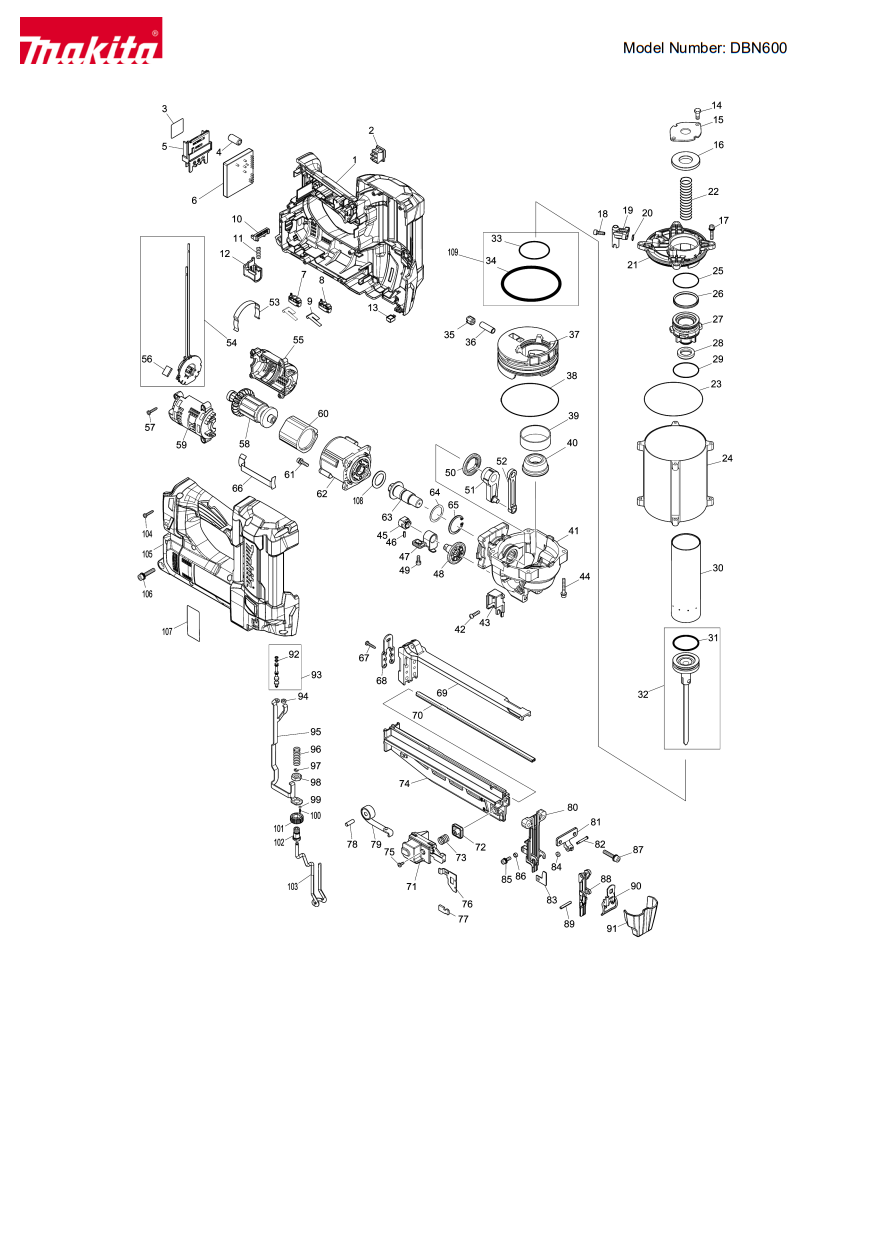 Makita DBN600 Spare Parts Australia