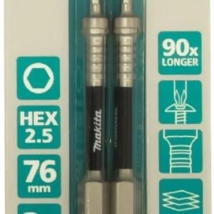 Makita Impact-XPS Hex Drive Hex 2.5 x 76mm Power Bit 3 Pack E-09226