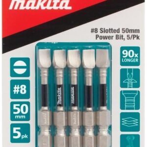 Makita Impact-XPS Slotted Drive #8 x 50mm Power Bit 5 Pack E-13203