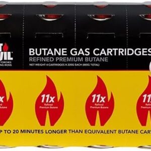 Hot Devil 220g Premium Butane Gas Cartridges - 4 Pack HD200C