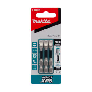 Makita Impact-XPS Slotted Drive #10 x 50mm Power Bit 3 Pack E-22729