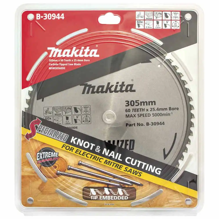Makita 305mm x 25.4mm x 60T Knot & Nail TCT Circular Saw Blade B-30944