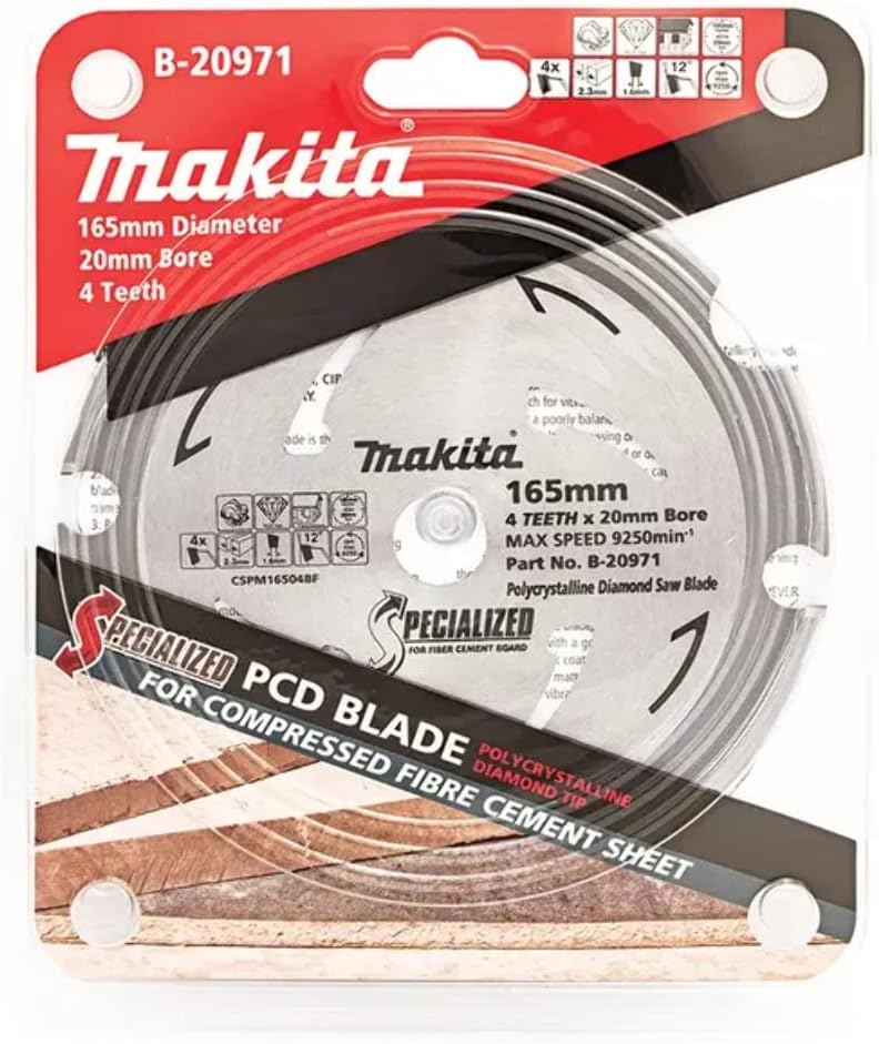 Makita 165mm x 20mm x 4T Fibre Cement Saw Blade B-20971