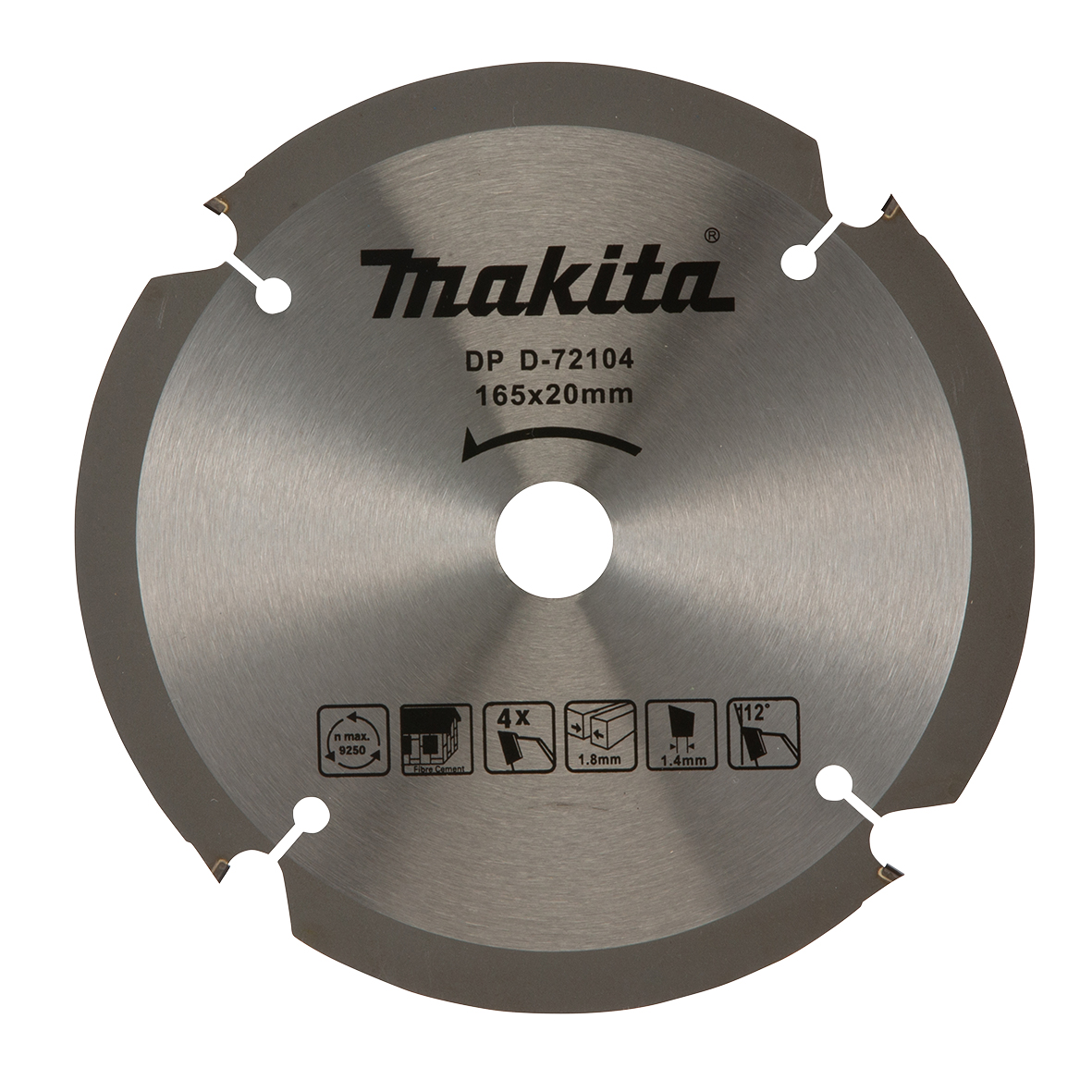 Makita 165mm x 20/15.88mm x 4T Economy Fibre Cement Saw Blade D-72104
